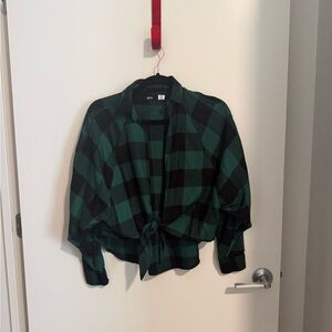 BDG Teal and Black Plaid Shirt